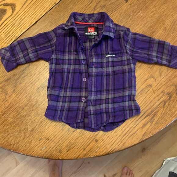 Quiksilver purple plaid shirt 6-9mos - Picture 2 of 5